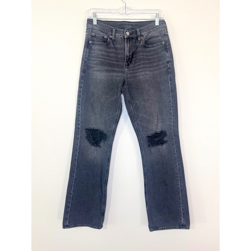 American Eagle Women's Size 4 90s Bootcut Washed Black Distressed Jeans - Picture 2 of 9